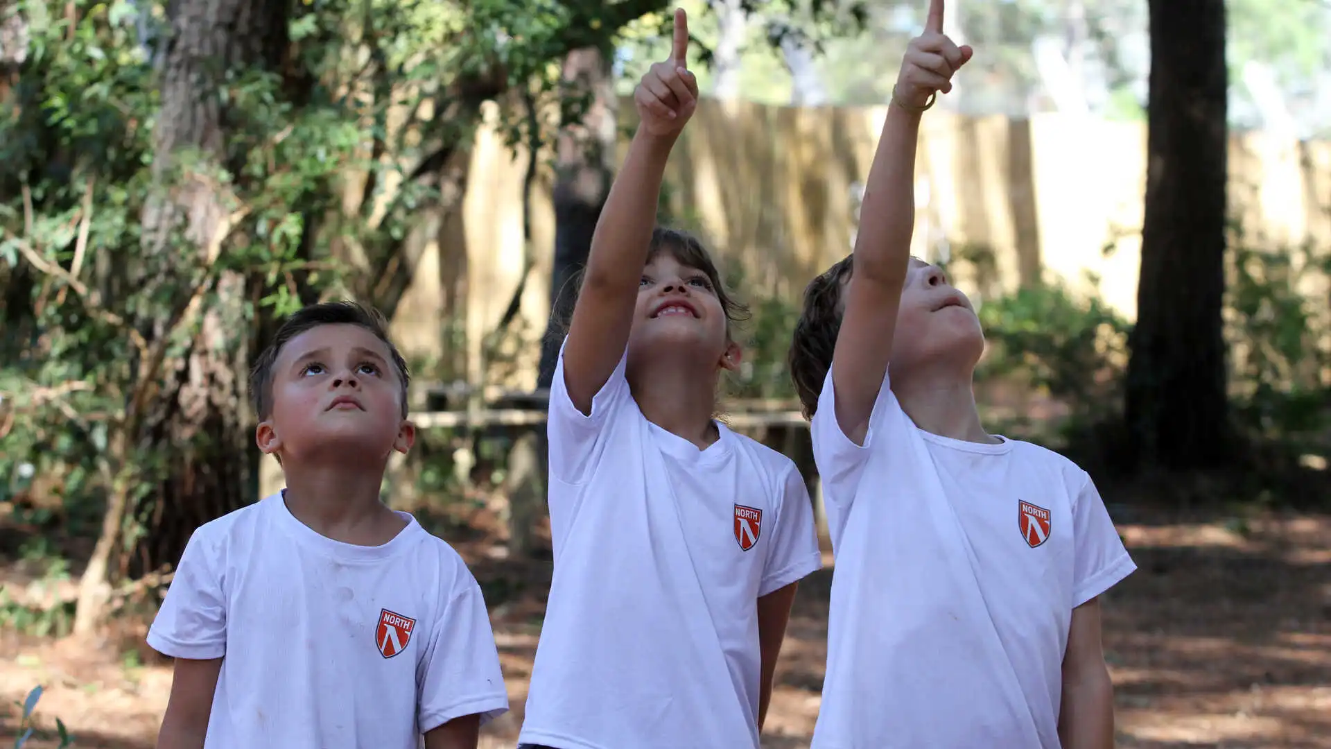 Niños señalando el cielo